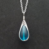 Hawaiian Jewelry Sea Glass Necklace, Braided Teal Necklace Teardrop Necklace, Sea Glass Jewelry For Women Beach Unique Beach Jewelry For Her
