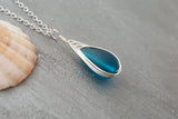 Hawaiian Jewelry Sea Glass Necklace, Braided Teal Necklace Teardrop Necklace, Sea Glass Jewelry For Women Beach Unique Beach Jewelry For Her
