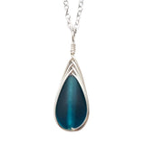 Hawaiian Jewelry Sea Glass Necklace, Braided Teal Necklace Teardrop Necklace, Sea Glass Jewelry For Women Beach Unique Beach Jewelry For Her