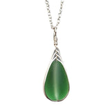 Hawaiian Jewelry Sea Glass Necklace, Braided Peridot Necklace Green Necklace Teardrop Necklace, Sea Glass Jewelry (August Birthstone Gift)