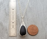 Hawaiian Jewelry Sea Glass Necklace, Braided Black Necklace Teardrop Necklace, Sea Glass Jewelry For Women, Unique Necklace Beach Jewelry