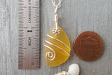 Hawaiian Jewelry Sea Glass Necklace, Wire Yellow Necklace, Sea Glass Jewelry Beach Jewelry Birthday Gift (November Birthstone Jewelry Gift)