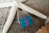 Handmade in Hawaii, Purple  blue sea glass necklace, Beach glass necklace,  gift box, Beach sea glass jewelry