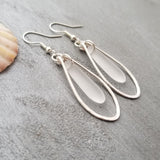 Hawaiian Jewelry Sea Glass Earrings, Hammered Loop Wire Crystal Earrings, Sea Glass Jewelry Beachy Birthday Gift (April Birthstone Jewelry)