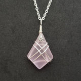 Hawaiian Jewelry Sea Glass Necklace, Wire Cross Necklace Pink Necklace, Unique Sea Glass Jewelry Birthday Gift (October Birthstone Jewelry)