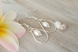 Hawaiian Jewelry For Women, Unique Wire Loop Natural Rice Pearl Earrings, Beach Jewelry Birthday Gift For Women (June Birthstone Jewelry)