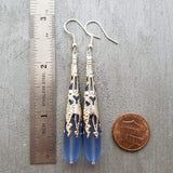 Hawaiian Jewelry Sea Glass Earrings, Light Cobalt Blue Earrings Long Teardrop Earrings, Sea Glass Jewelry (September Birthstone Gifts)