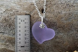 Hawaiian Jewelry Sea Glass Necklace, "Magical Color Changing" Purple Necklace Heart Necklace, Beachy Sea Glass Jewelry (February Birthstone)