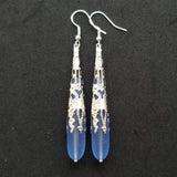 Hawaiian Jewelry Sea Glass Earrings, Light Cobalt Blue Earrings Long Teardrop Earrings, Sea Glass Jewelry (September Birthstone Gifts)