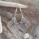 Hawaiian Jewelry Sea Glass Earrings, Crystal Earrings Starfish Earrings, Sea Glass Jewelry Beachy Birthday Gift (April Birthstone Jewelry)