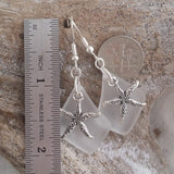 Hawaiian Jewelry Sea Glass Earrings, Crystal Earrings Starfish Earrings, Sea Glass Jewelry Beachy Birthday Gift (April Birthstone Jewelry)