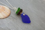 Handmade in Hawaii, Genuine surf tumbled natural  sea  glass necklace. wire wrapped sea glass necklace jewelry.