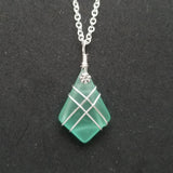 Hawaiian Jewelry Sea Glass Necklace, Wire Cross Necklace Aquamarine Necklace, Sea Glass Jewelry Fun Beach Jewelry (March Birthstone Jewelry)