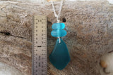 Handmade in Hawaii, Teal blue sea glass necklace ,Beach glass necklace, gift box, Beach sea glass jewelry.