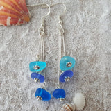 Handmade "Three Colors of the Hawaiian Ocean", sea glass earrings, , Hawaiian Gift, FREE gift wrap
