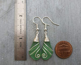Hawaiian Jewelry Sea Glass Earrings, Wire Peridot Earrings Green Earrings, Beachy Sea Glass Jewelry Birthday Gift(August Birthstone Jewelry)