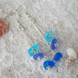 Handmade "Three Colors of the Hawaiian Ocean", sea glass earrings, , Hawaiian Gift, FREE gift wrap