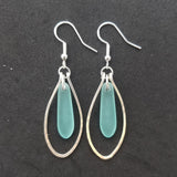 Hawaiian Jewelry Sea Glass Earrings, Wire Loop Aquamarine Earrings Beach Jewelry Sea Glass Jewelry Unique Earrings(March Birthstone Jewelry)