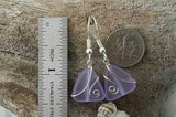 Hawaiian Jewelry Sea Glass Earrings, Wire Purple Earrings, Sea Glass Jewelry Beach Jewelry Fun Birthday Gift (February Birthstone Jewelry)