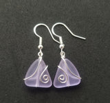 Hawaiian Jewelry Sea Glass Earrings, Wire Purple Earrings, Sea Glass Jewelry Beach Jewelry Fun Birthday Gift (February Birthstone Jewelry)