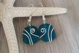 Hawaiian Jewelry Sea Glass Earrings, Wire Wrapped Teal Earrings, Beach Jewelry For Women, Unique Earrings Ocean Sea Glass Jewelry