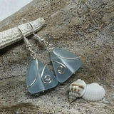 Hawaiian Jewelry Sea Glass Earrings, Wire Purple Earrings, Sea Glass Jewelry Beach Jewelry Fun Birthday Gift (February Birthstone Jewelry)