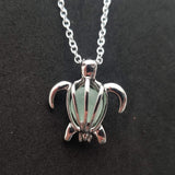 Handmade in Hawaii, Hawaiian Green Sea turtle wish locket with a natural piece of sea glass necklace, gift wrapped, customizable message