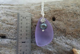 Handmade in Hawaii, Purple sea glass necklace, Fresh water purple pearl ,  gift box, Gift for her.