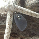 Handmade in Hawaii, Purple sea glass necklace, Fresh water purple pearl ,  gift box, Gift for her.
