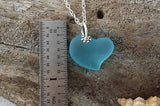 Hawaiian Jewelry Sea Glass Necklace, "Heart Of The Sea" Turquoise Necklace Blue Heart Necklace, Sea Glass Jewelry (December Birthstone Gift)