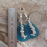 Hawaiian Jewelry Sea Glass Earrings, Twin Mermaid Earrings Teal Earrings, Beach Jewelry For Women, Unique Earrings Ocean Sea Glass Jewelry