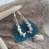 Hawaiian Jewelry Sea Glass Earrings, Twin Mermaid Earrings Teal Earrings, Beach Jewelry For Women, Unique Earrings Ocean Sea Glass Jewelry