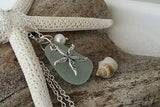 Hawaiian Jewelry Sea Glass Necklace, Seafoam Necklace, Pearl Starfish Necklace, Beach Jewelry Handmade Necklace Sea Glass Jewelry For Women