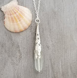 Hawaiian Jewelry Sea Glass Necklace, Seafoam Necklace Long Teardrop Necklace, Unique Beach Jewelry Sea Glass Jewelry Birthday Gift For Girls