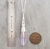 Hawaiian Jewelry Sea Glass Necklace, Long Teardrop Necklace "Magical Color Changing" Purple Necklace Beach Jewelry (February Birthstone)