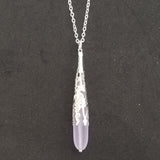 Hawaiian Jewelry Sea Glass Necklace, Long Teardrop Necklace "Magical Color Changing" Purple Necklace Beach Jewelry (February Birthstone)