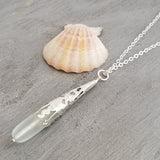 Hawaiian Jewelry Sea Glass Necklace, Seafoam Necklace Long Teardrop Necklace, Unique Beach Jewelry Sea Glass Jewelry Birthday Gift For Girls