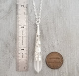 Hawaiian Jewelry Sea Glass Necklace, Crystal Clear Long Teardrop Necklace, Sea Glass Jewelry Birthday Gift  For Women (April Birthstone)