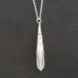Hawaiian Jewelry Sea Glass Necklace, Crystal Clear Long Teardrop Necklace, Sea Glass Jewelry Birthday Gift  For Women (April Birthstone)