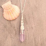 Hawaiian Jewelry Sea Glass Necklace, Long Teardrop Necklace "Magical Color Changing" Purple Necklace Beach Jewelry (February Birthstone)