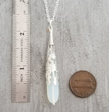 Hawaiian Jewelry Sea Glass Necklace, Moonstone Necklace, Long Teardrop Necklace, Birthday Gift  For Women (June Birthstone Jewelry)
