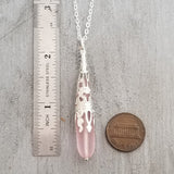 Hawaiian Jewelry Sea Glass Necklace, Pink Necklace, Long Teardrop Necklace, Birthday Gift  For Women (October Birthstone Jewelry)