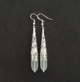 Hawaiian Jewelry Sea Glass Earrings, Seafoam Earrings Long Teardrop Earrings, Sea Glass Jewelry For Women Beach Jewelry Handmade Earrings