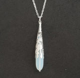Hawaiian Jewelry Sea Glass Necklace, Moonstone Necklace, Long Teardrop Necklace, Birthday Gift  For Women (June Birthstone Jewelry)