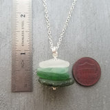 Genuine surf tumbled natural quad stack sea glass necklace. Handmade in Hawaii, Sea glass jewelry.