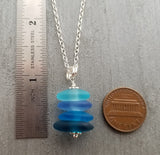 Handmade "Blue Hawaii" Beach Pebble Stacked sea glass necklace,   Hawaiian Gift, FREE gift wrap, Free Gift Message