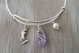 Handmade in Hawaii, wire wrapped "Magical Color Changing" Purple sea glass bracelet, Sea glass jewelry, Mermaid