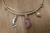 Handmade in Hawaii, wire wrapped "Magical Color Changing" Purple sea glass bracelet, Sea glass jewelry, Mermaid