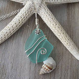 Hawaiian Jewelry Sea Glass Necklace, Wire Aquamarine Necklace, Unique Sea Glass Jewelry Beach Jewelry For Girls (March Birthstone Jewelry)