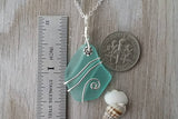 Hawaiian Jewelry Sea Glass Necklace, Wire Aquamarine Necklace, Unique Sea Glass Jewelry Beach Jewelry For Girls (March Birthstone Jewelry)